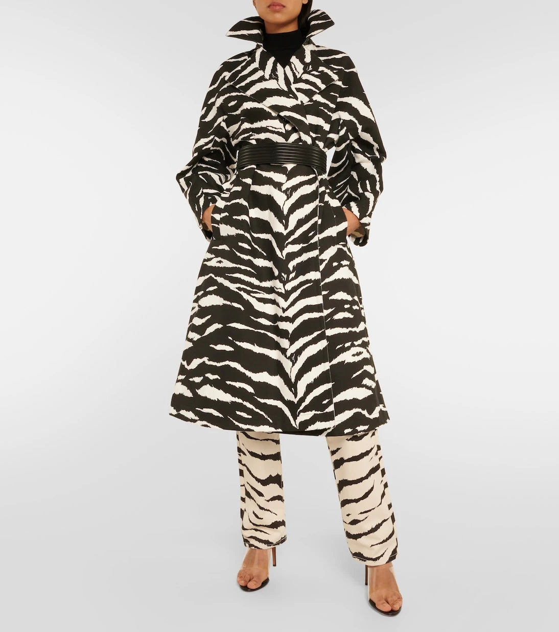 Alaïa - Zebra-print denim trench coat