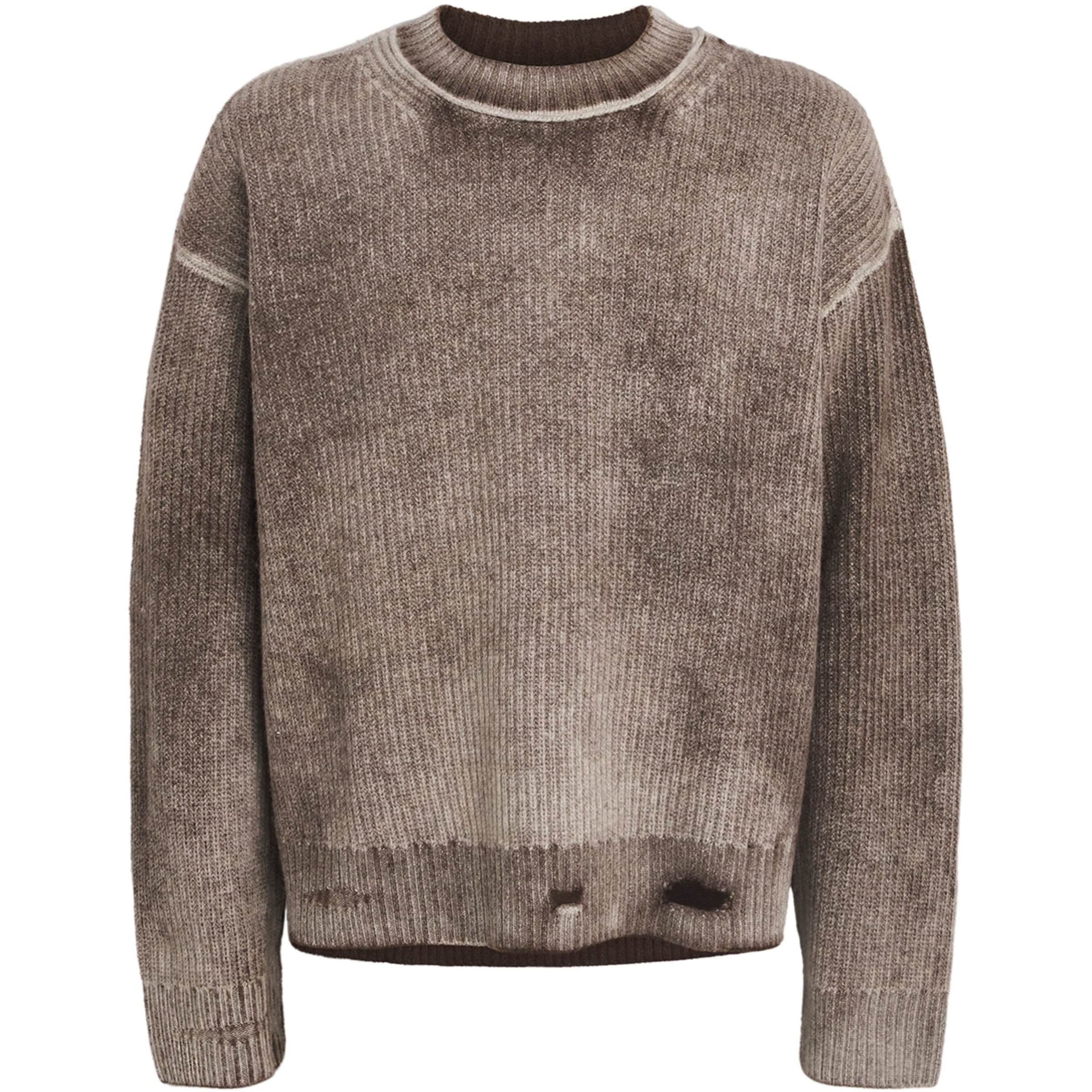 Black Wool Distressed Sweater