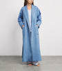 Blue Merino Wool Herringbone Dressing Gown