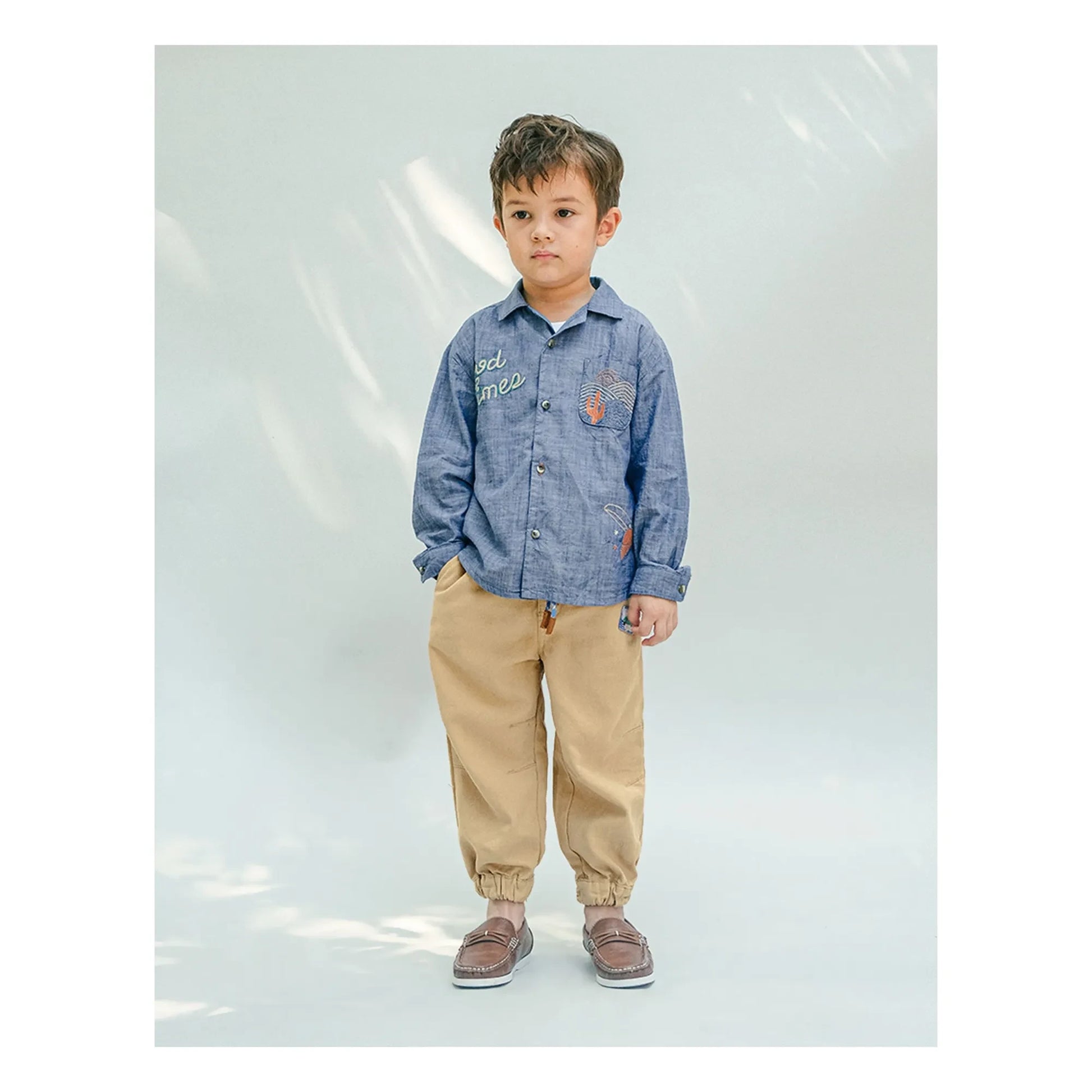 Gingersnaps - Lewis Embroidered Chambray Shirt | Blue