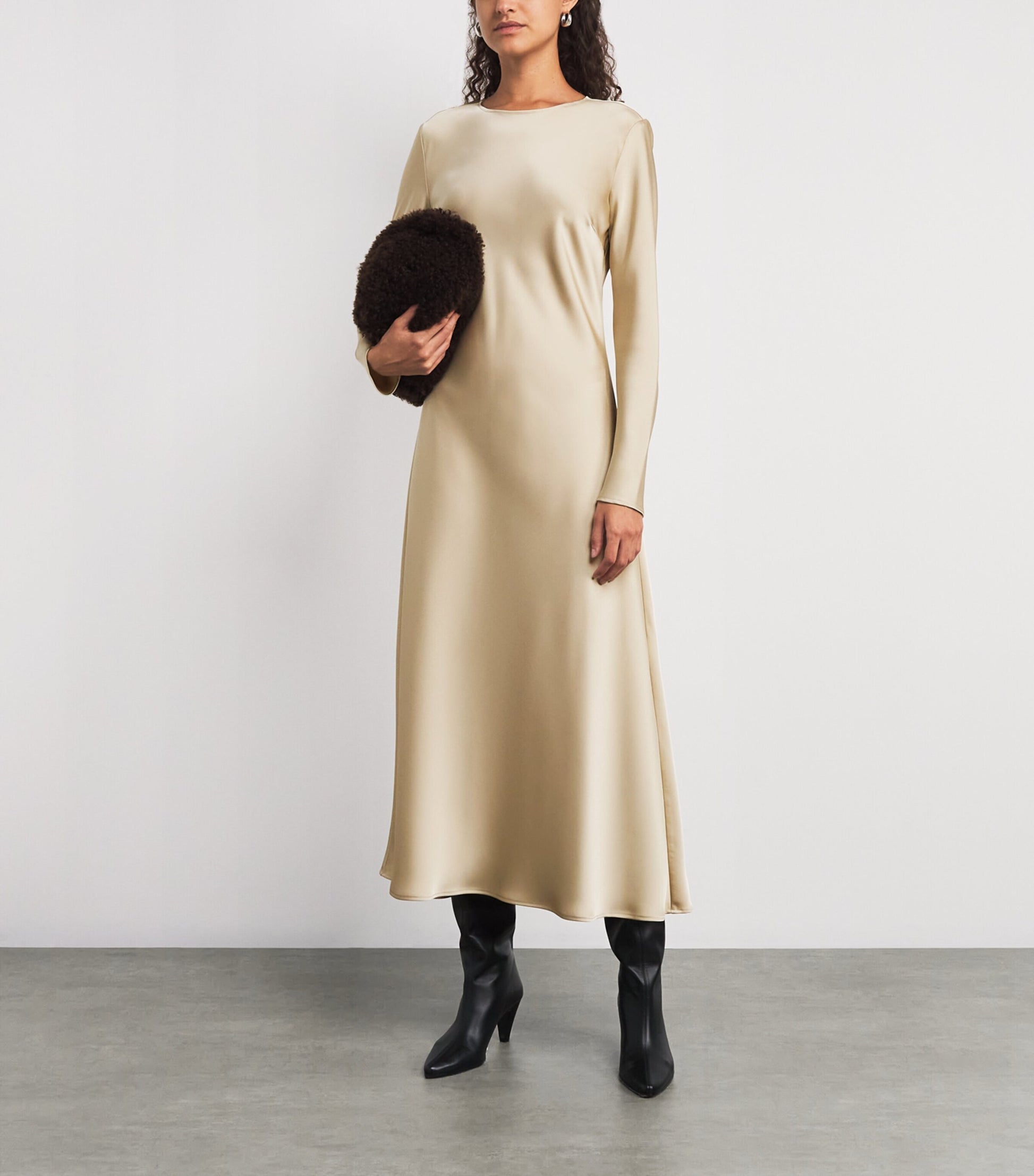 MAX&Co. Beige Satin Midi Dress