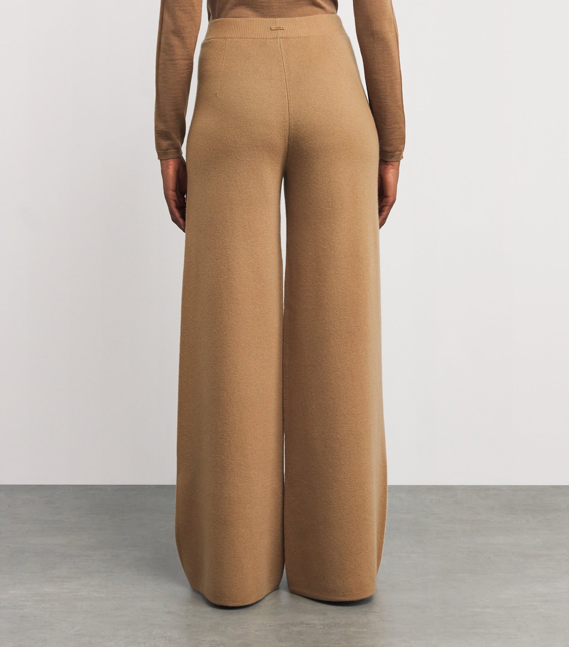 Beige Wool-Cashmere Wide-Leg Trousers