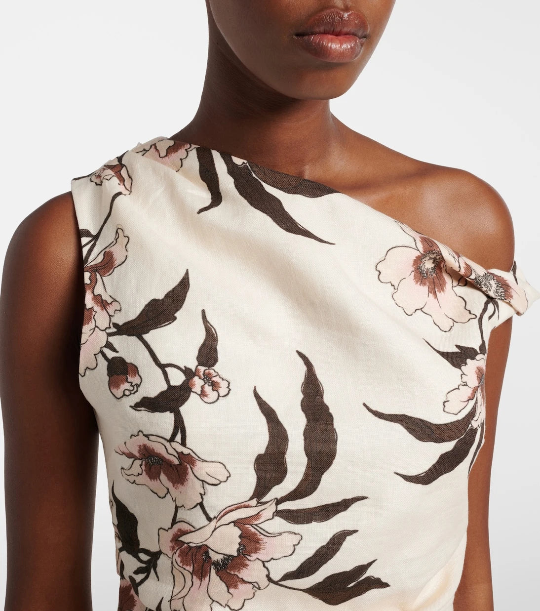 SIR - Floral asymmetric linen top