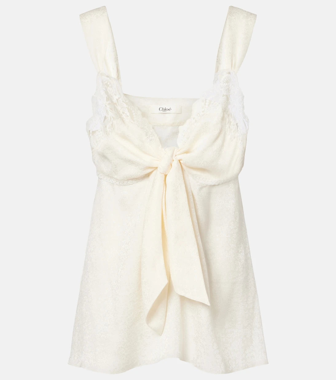 Chloé - Lace-trimmed silk top