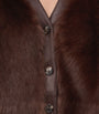 LOEWE Brown Leather Fur-Covered Cardigan