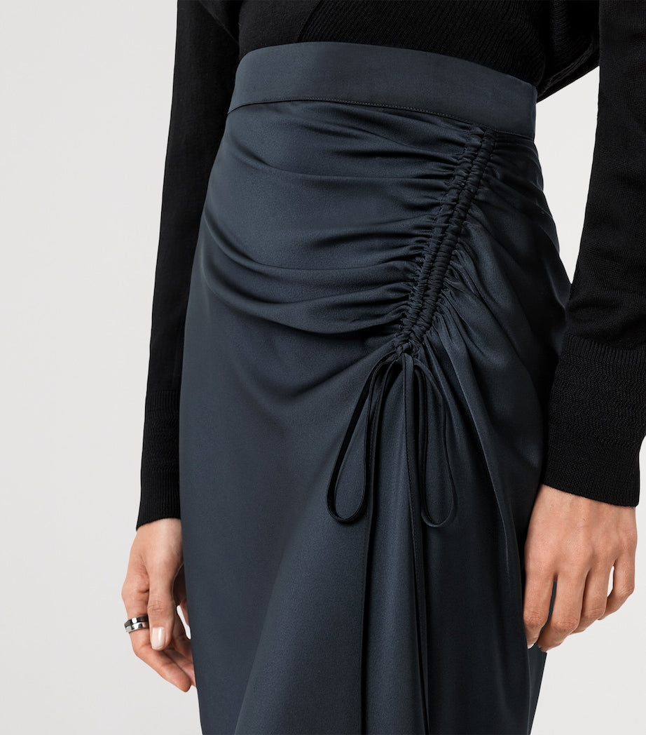 Blue Gathered Alexia Maxi Skirt