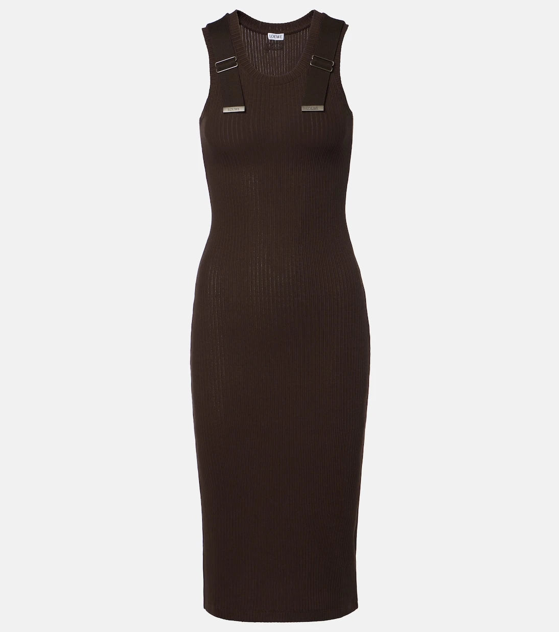 Loewe - Ribbed-knit cotton-blend midi dress