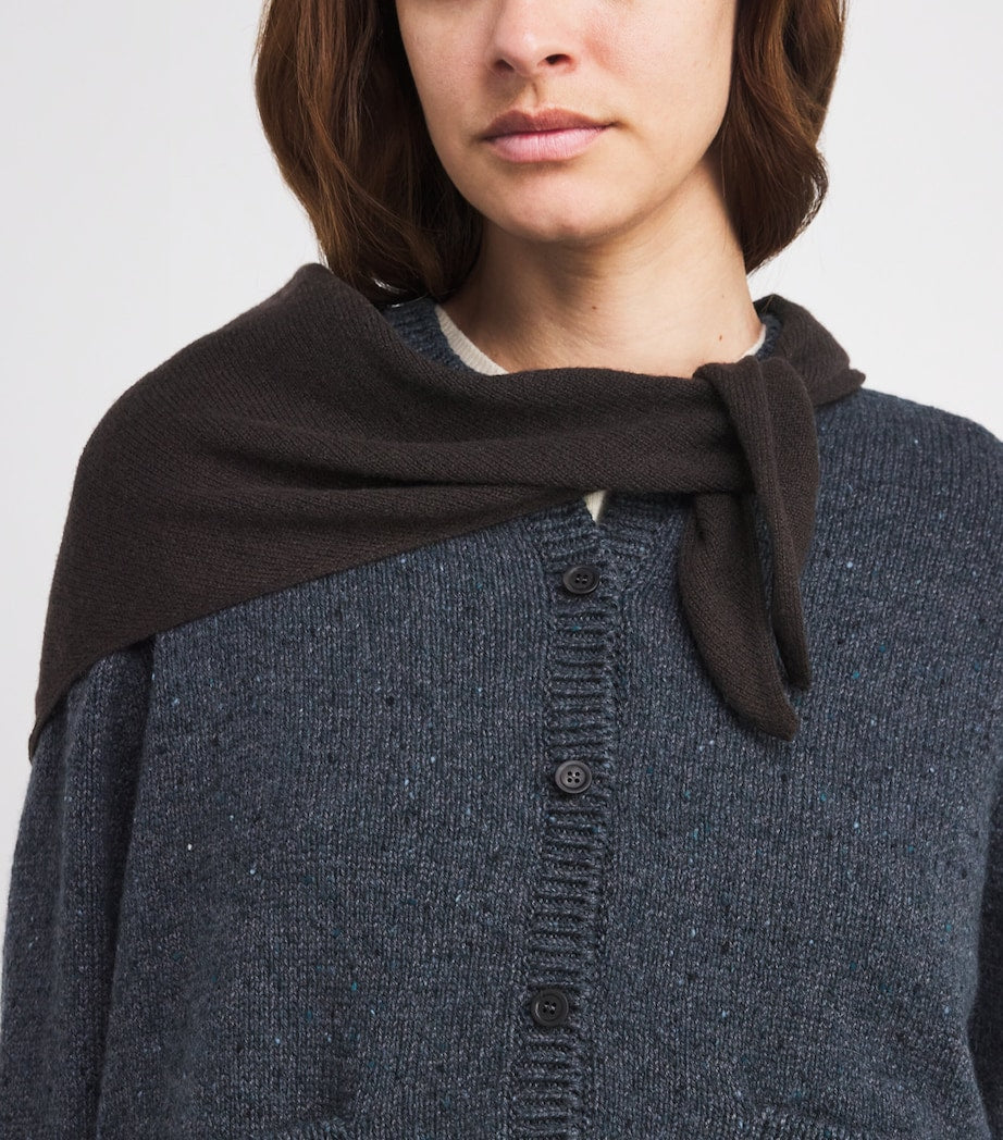 Johnstons Of Elgin Brown Cashmere Gauzy Triangle Neck Tie