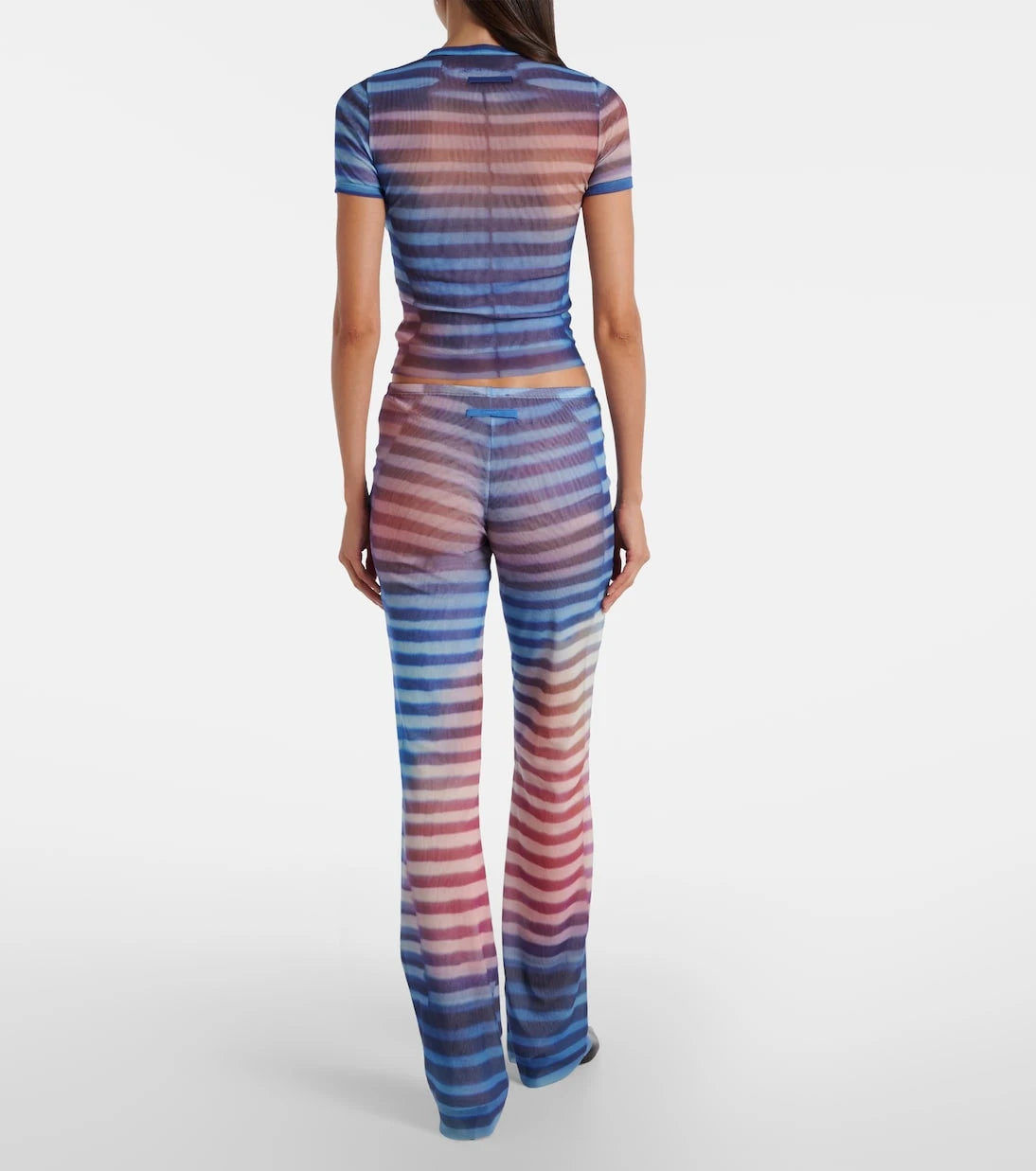 Jean Paul Gaultier - Printed striped mesh flared pants