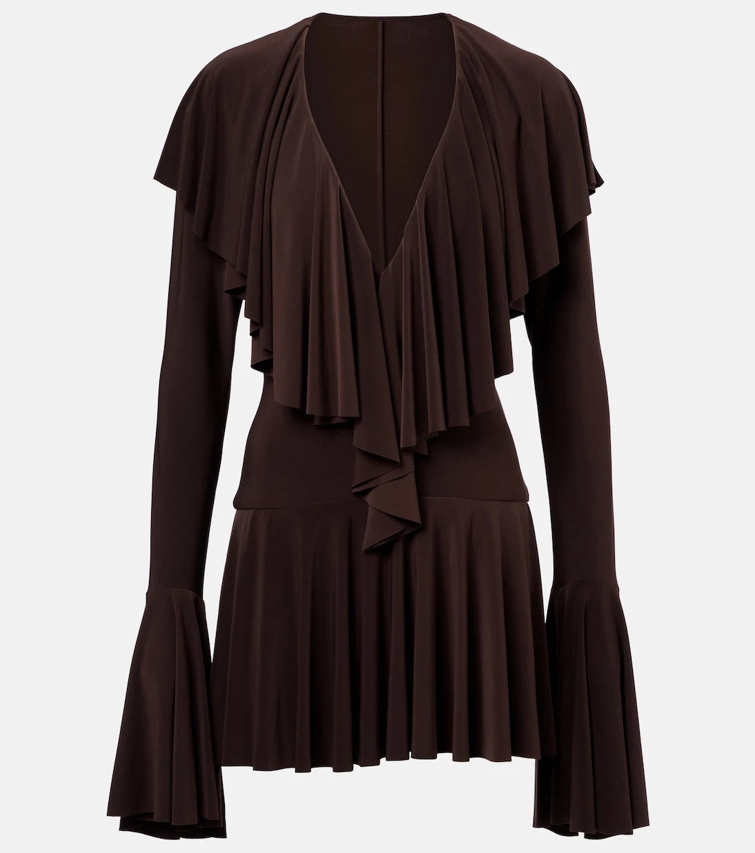 Norma Kamali - Ruffled jersey minidress