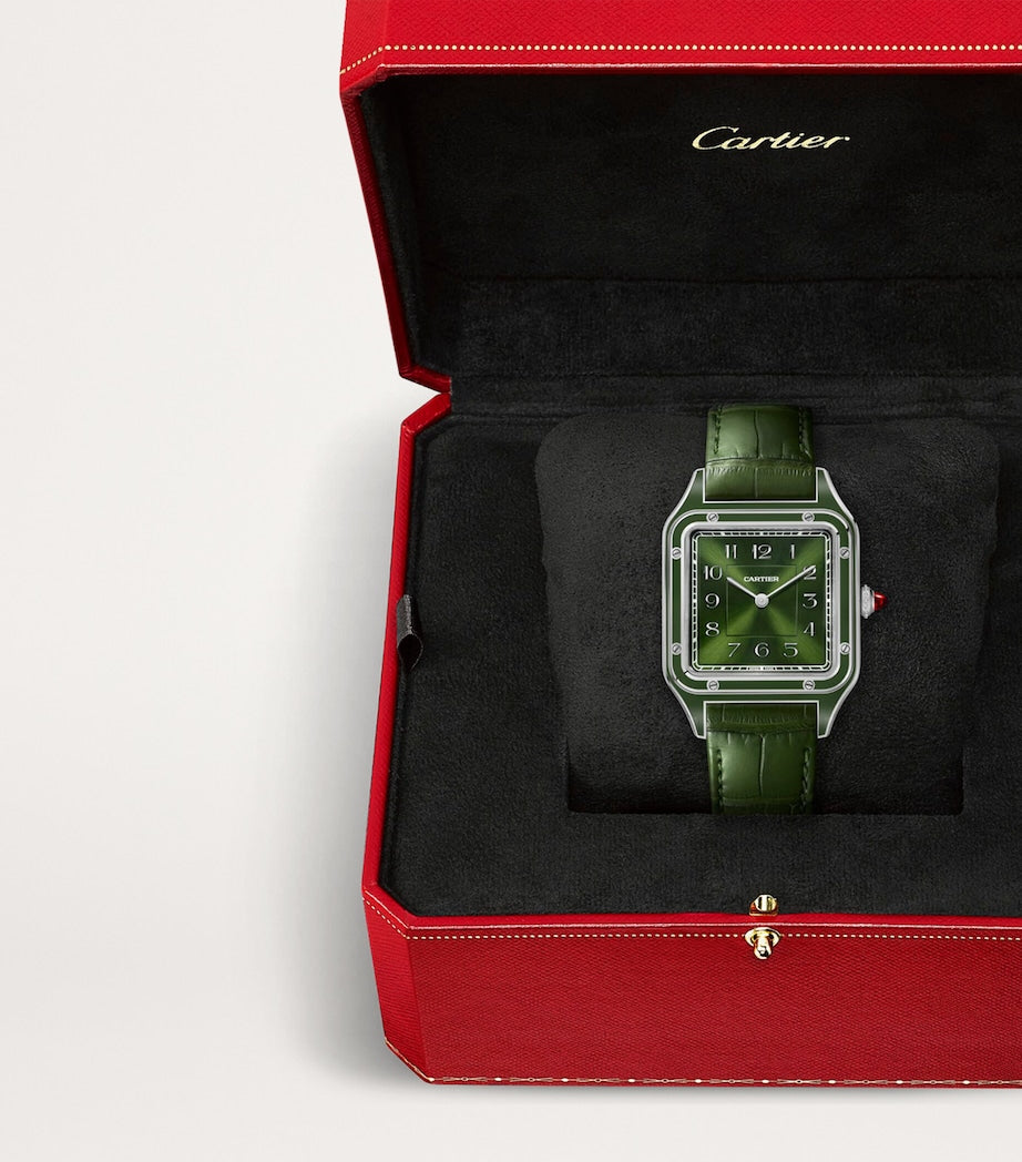 Cartier Large Platinum and Ruby Santos-Dumont Watch 43.5mm