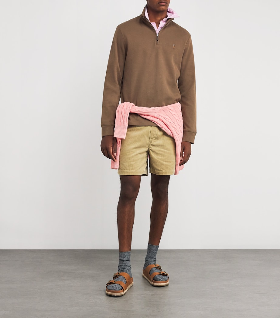 Polo Ralph Lauren Brown Cotton Quarter-Zip Sweater