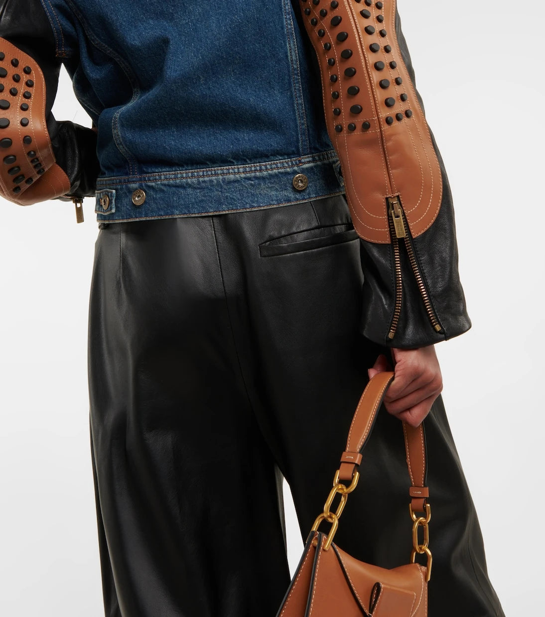 Tod's - Leather-paneled denim jacket