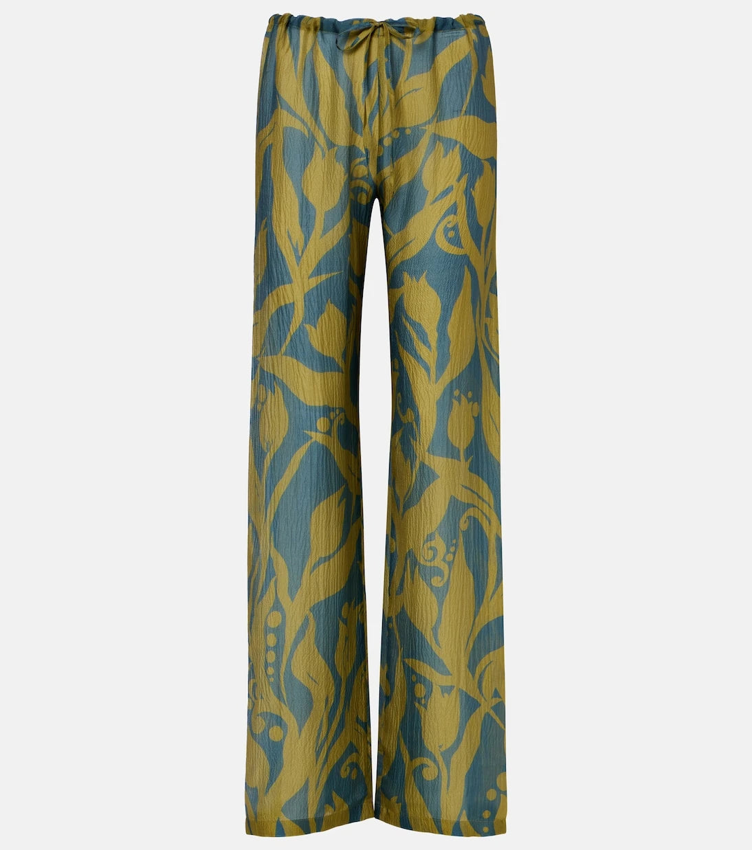 Dries Van Noten - بنطال حريري بقصة مستقيمة ومطبوع بنقشة باشا
