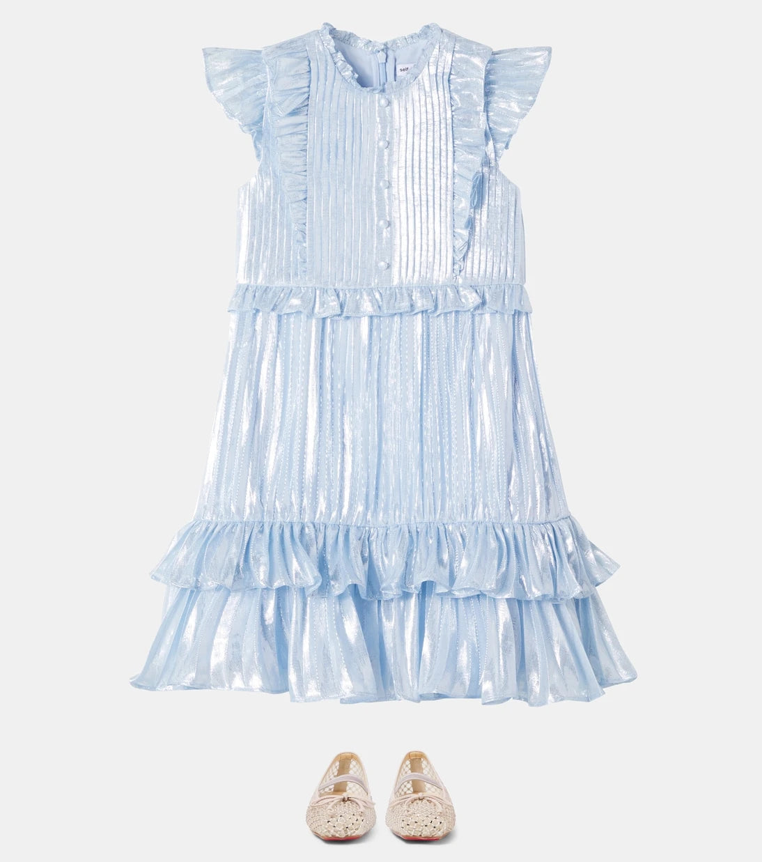 Self-Portrait Kids - Ruffled silk-blend dress