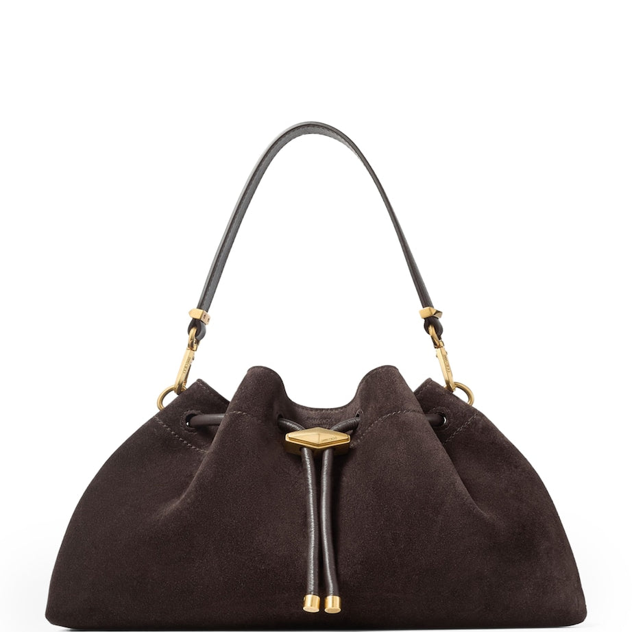 Jimmy Choo Brown Medium Cinch Suede Shoulder Bag