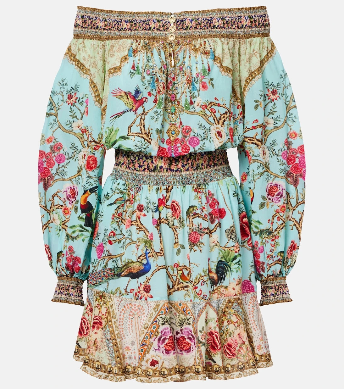 Camilla - Embellished off-shoulder silk crêpe minidress