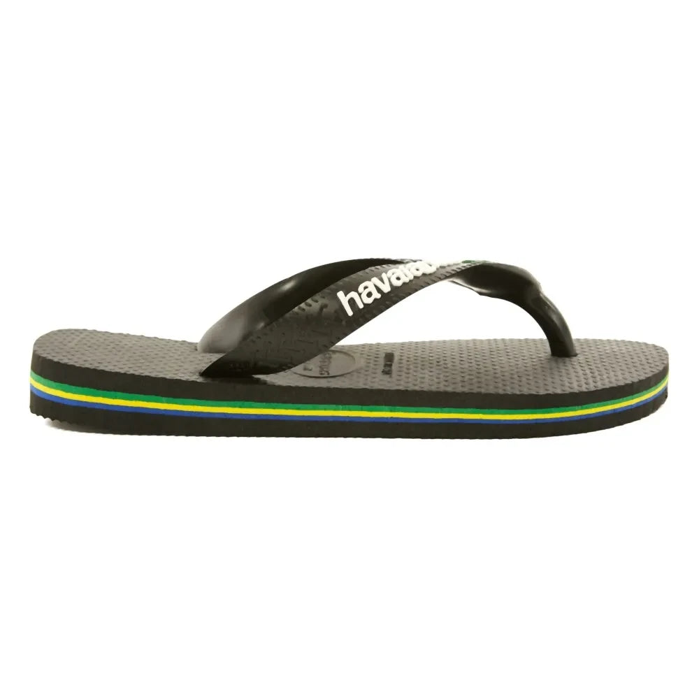 Havaianas - Logo Brasil Flip Flops | Black