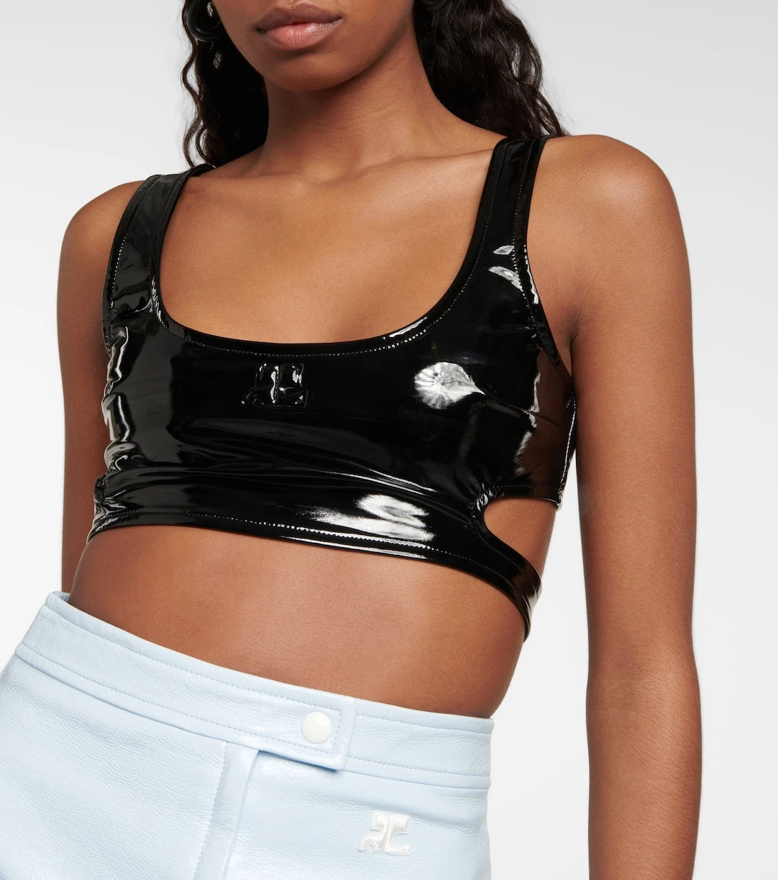 Courrèges - Faux leather cutout crop top