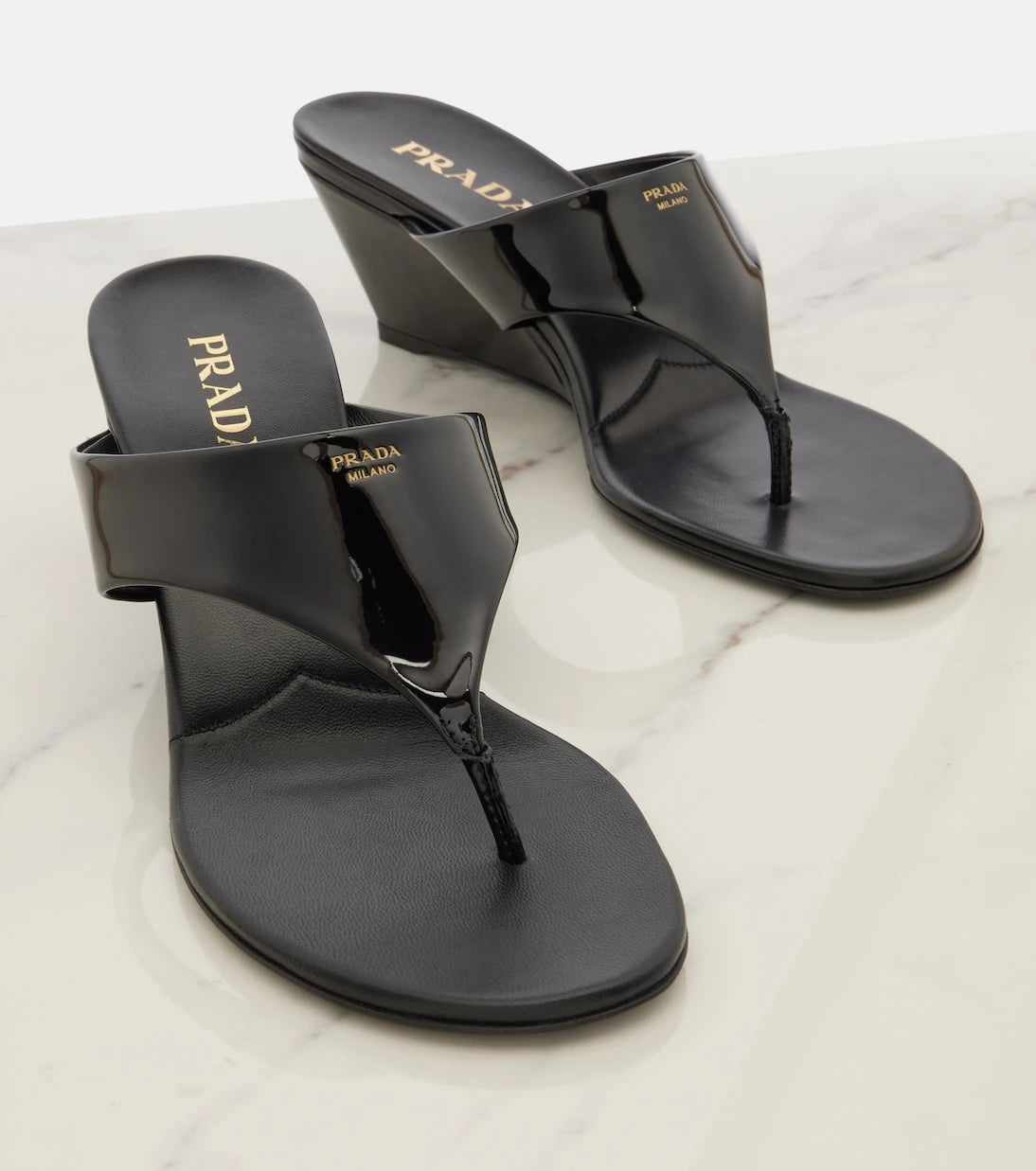 Prada - Patent leather thong sandals