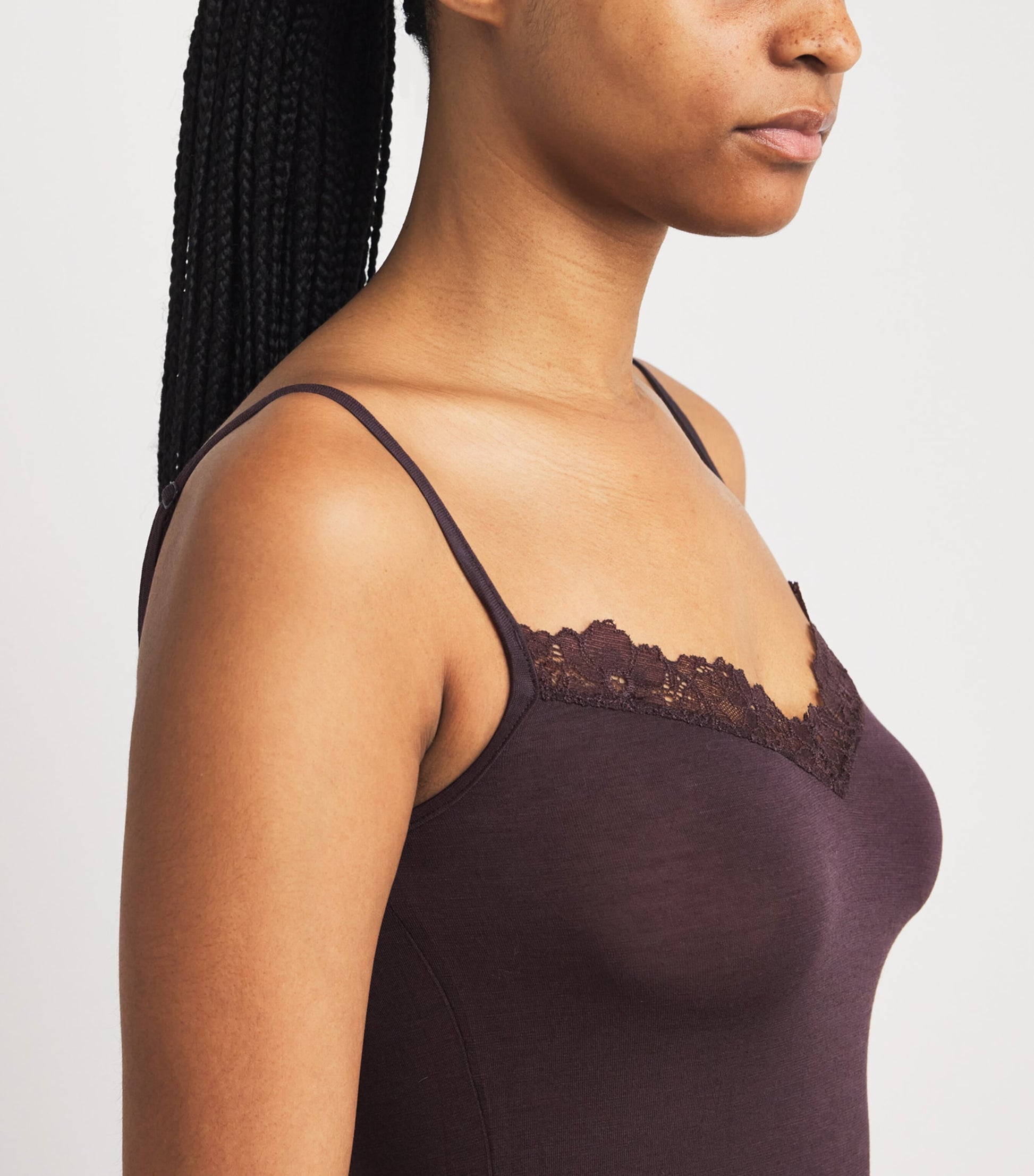 Burgundy Sheer Modal Lace Camisole