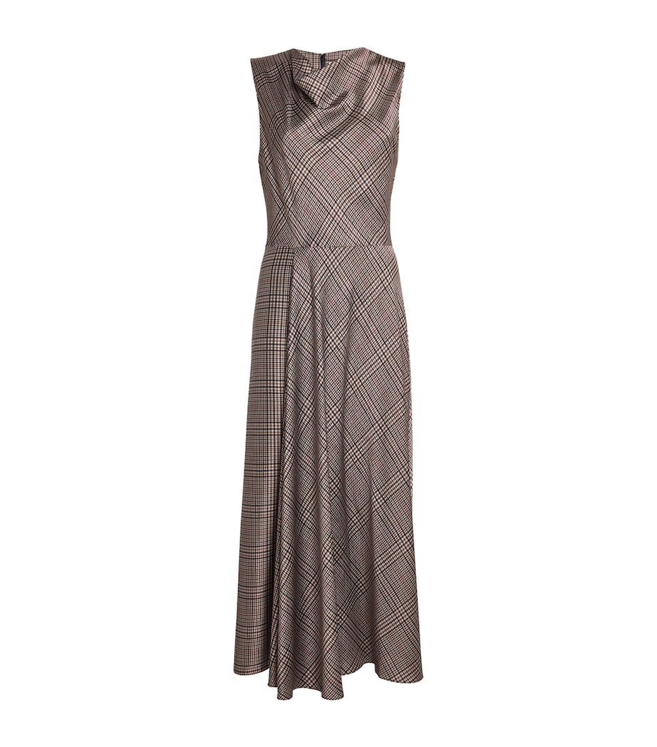 Vince Brown Satin Cowl-Neck Maxi Dress