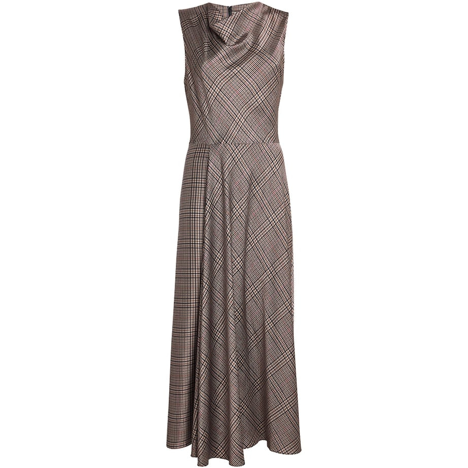 Vince Brown Satin Cowl-Neck Maxi Dress