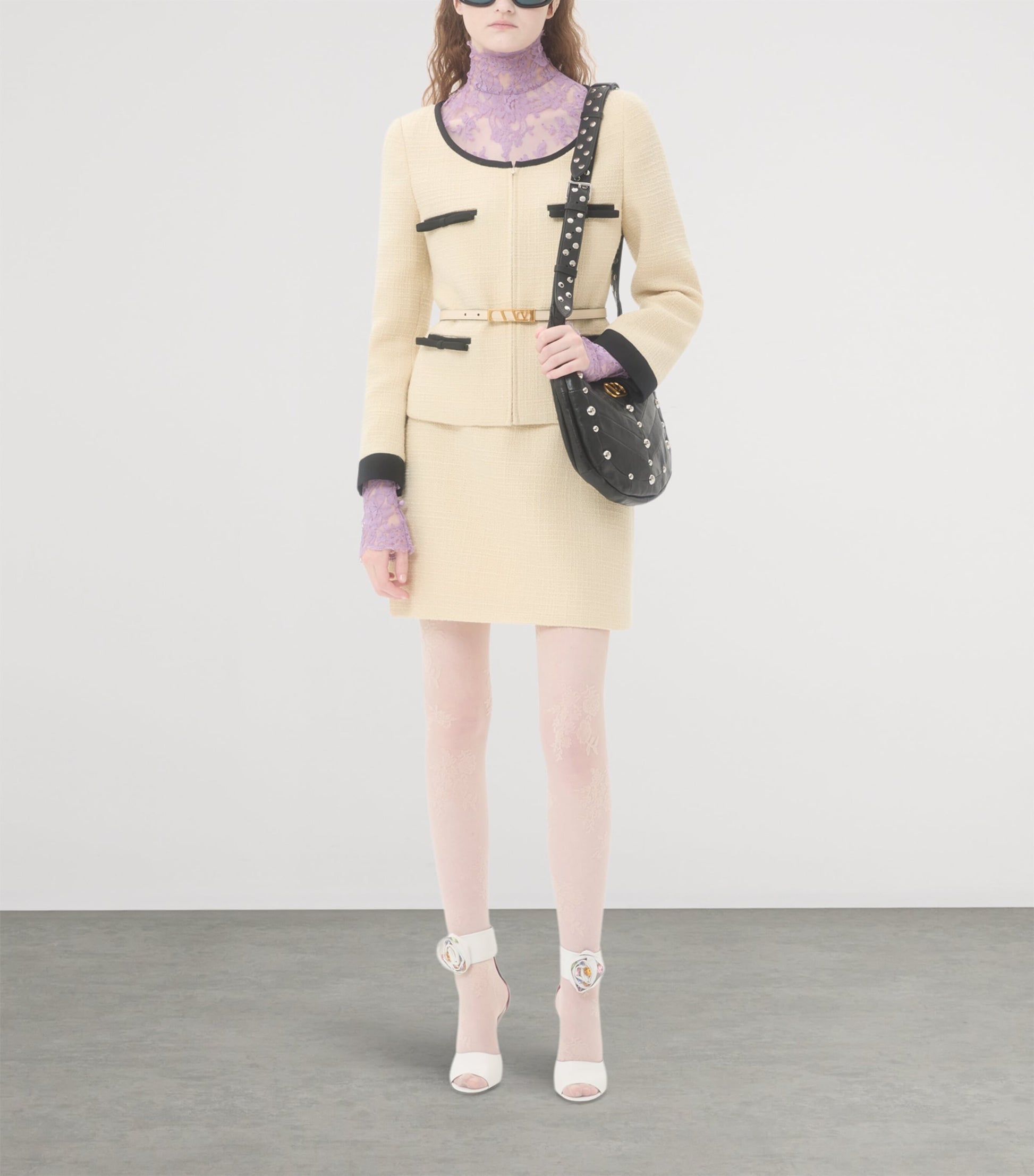 Valentino Beige Wool-Blend Mini Skirt