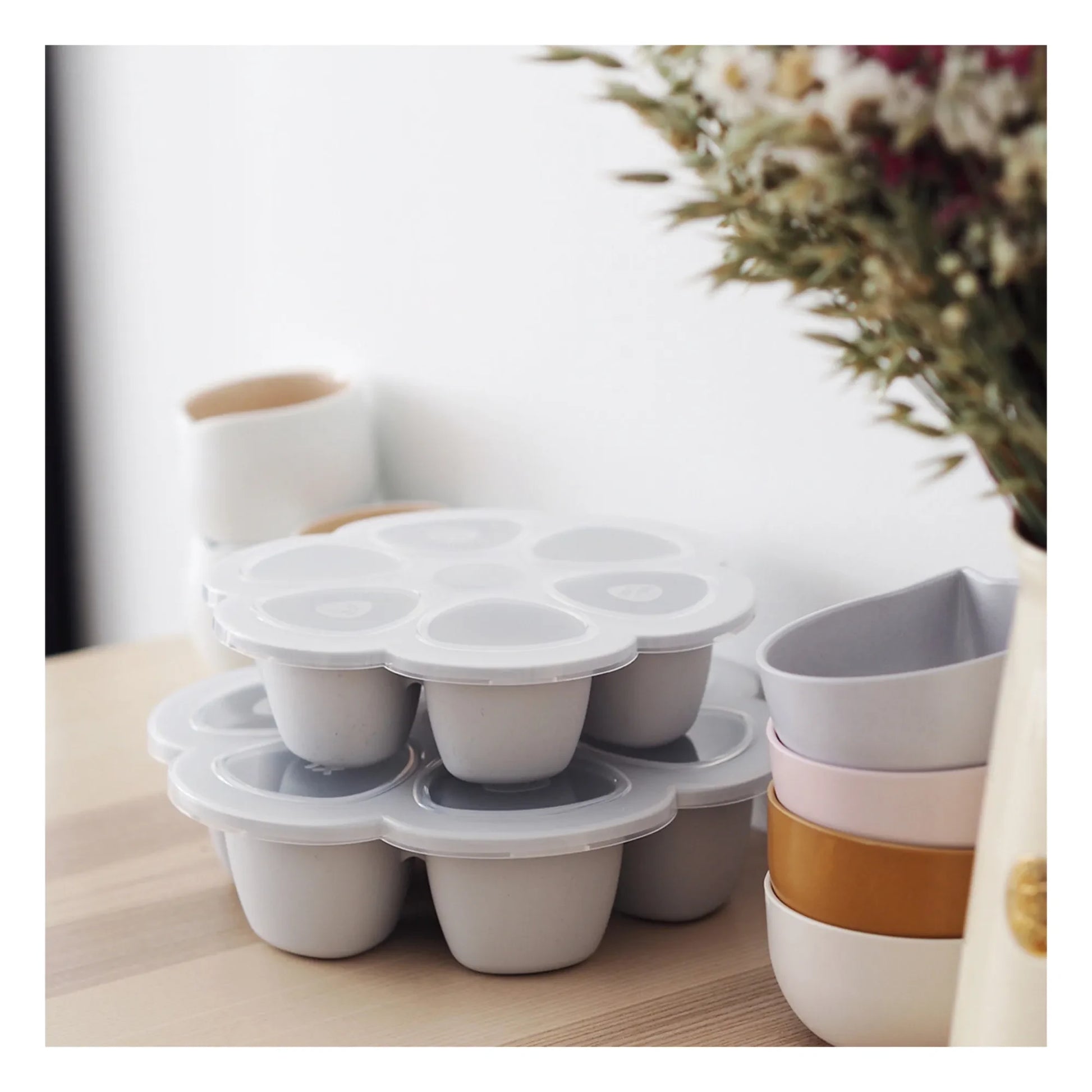Béaba - Silicone Baby Food Mould - 6 x 90ml | Light grey