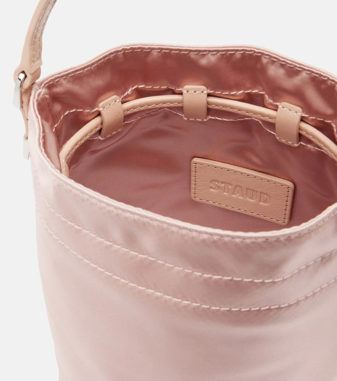 Staud - Lila leather-trimmed satin bucket bag