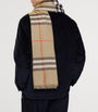 Beige Wool-Silk Reversible Check Scarf