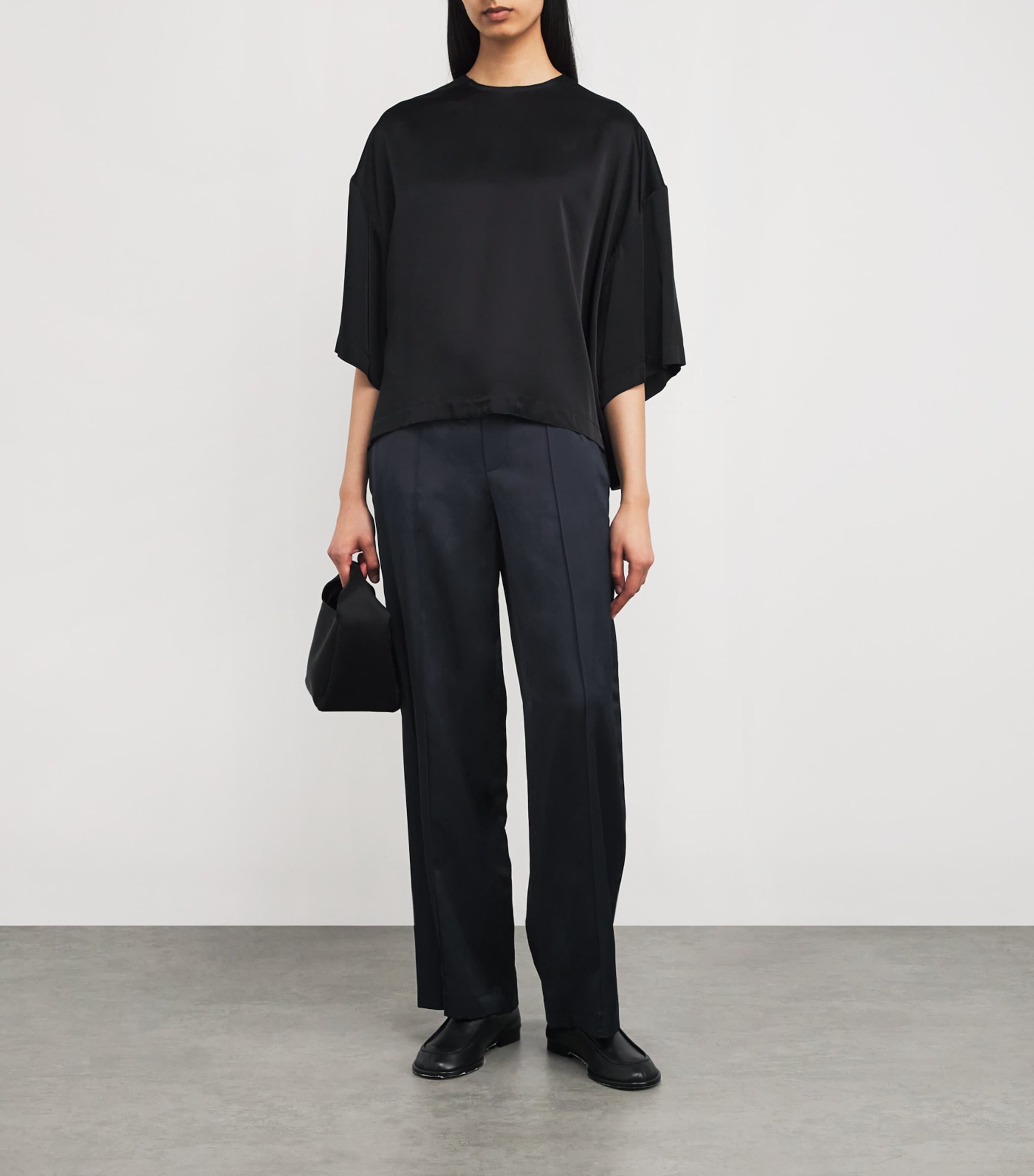 Blue Double-Waistband Tailored Trousers