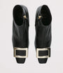 Roger Vivier Black Leather Stretch Belle Vivier Ankle Boots 45