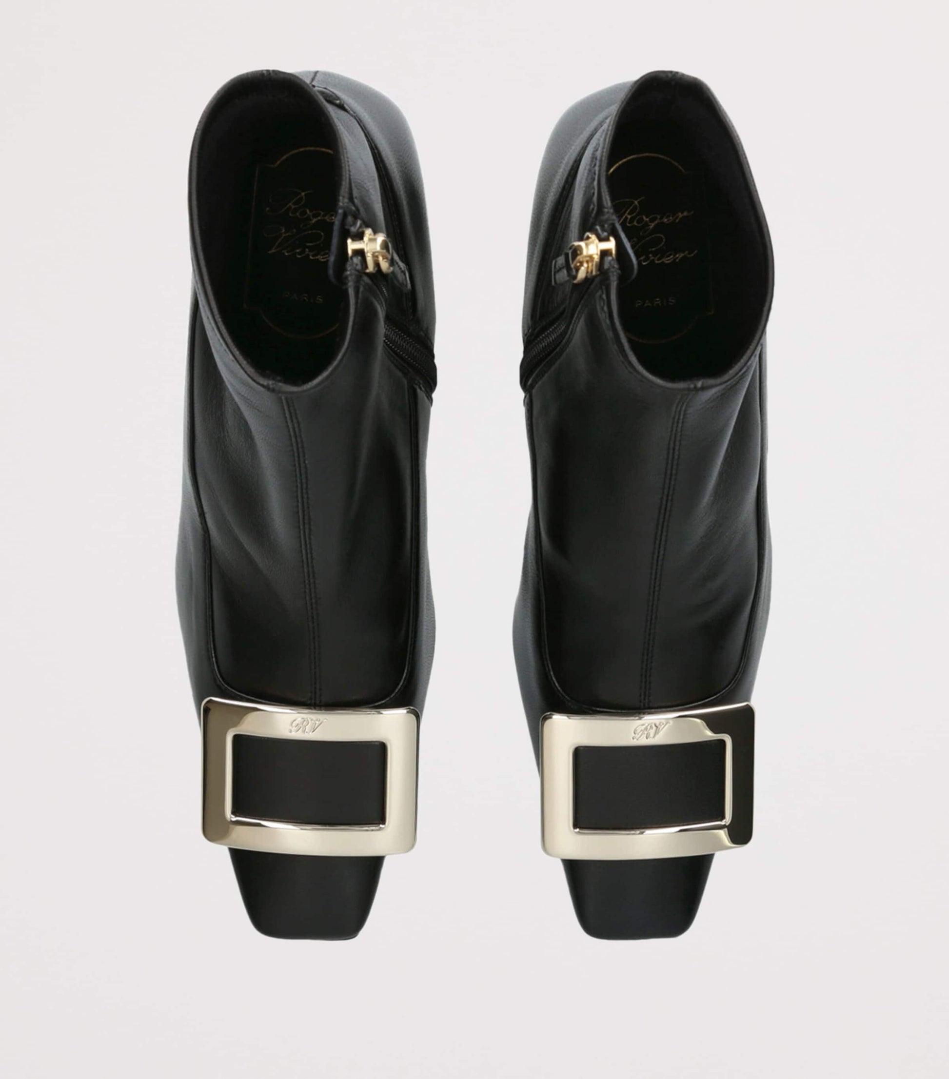 Roger Vivier Black Leather Stretch Belle Vivier Ankle Boots 45