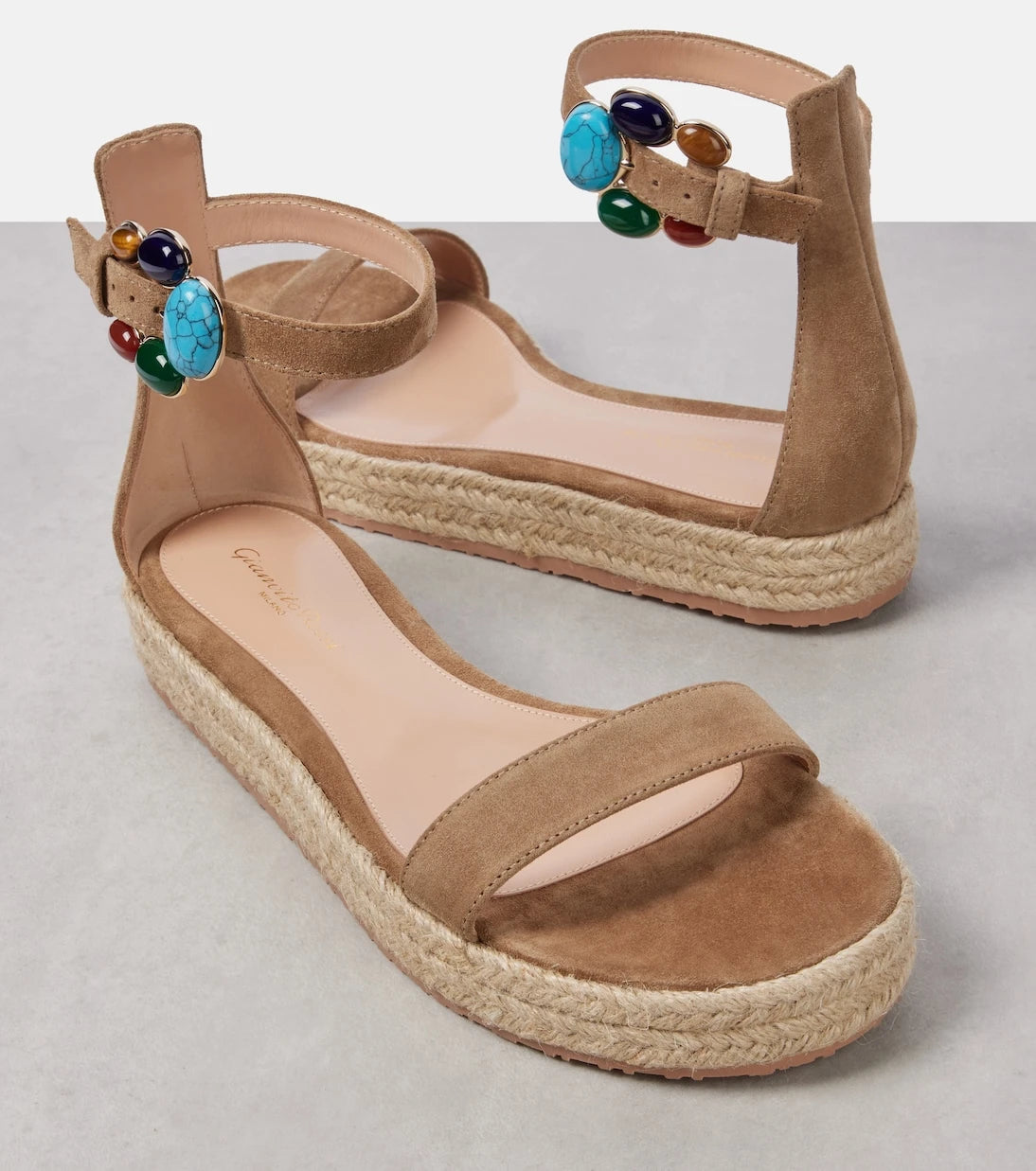 Gianvito Rossi - Embellished suede espadrille sandals