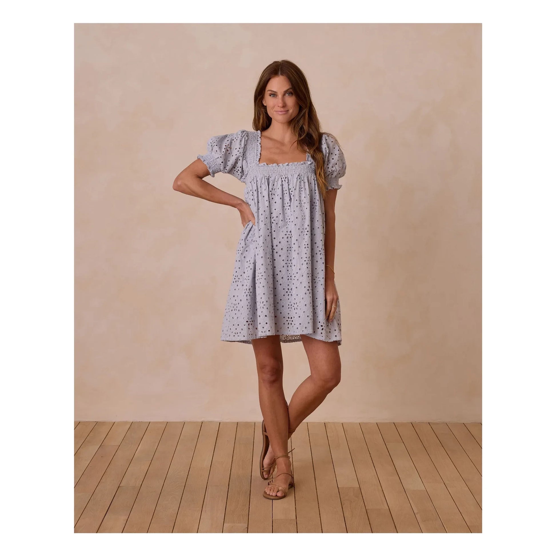 Rylee + Cru - Milan openwork dress | Light Blue