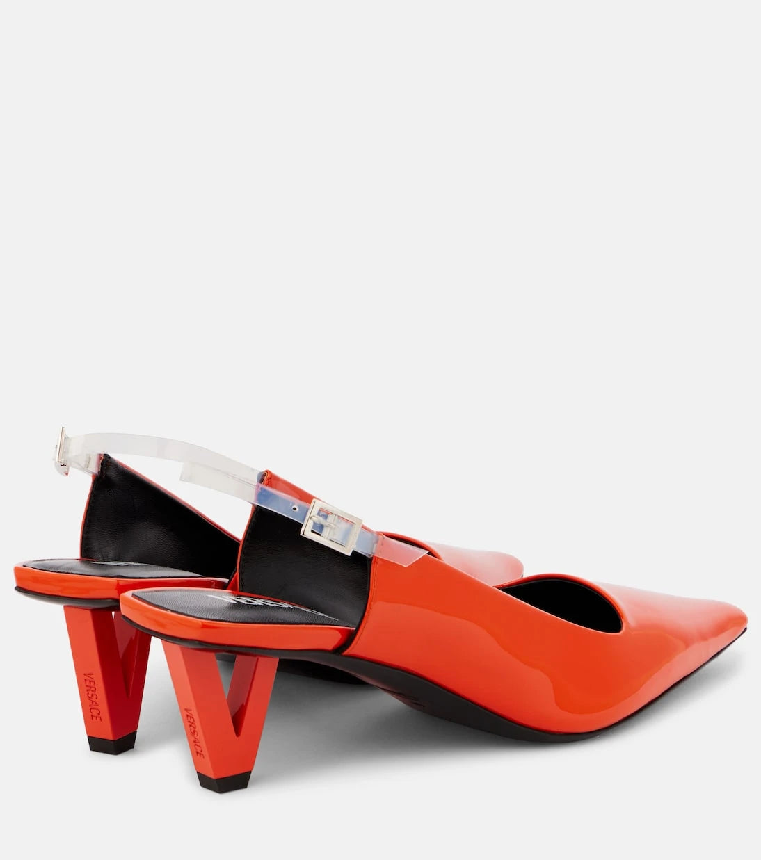 Versace - Leather slingback pumps