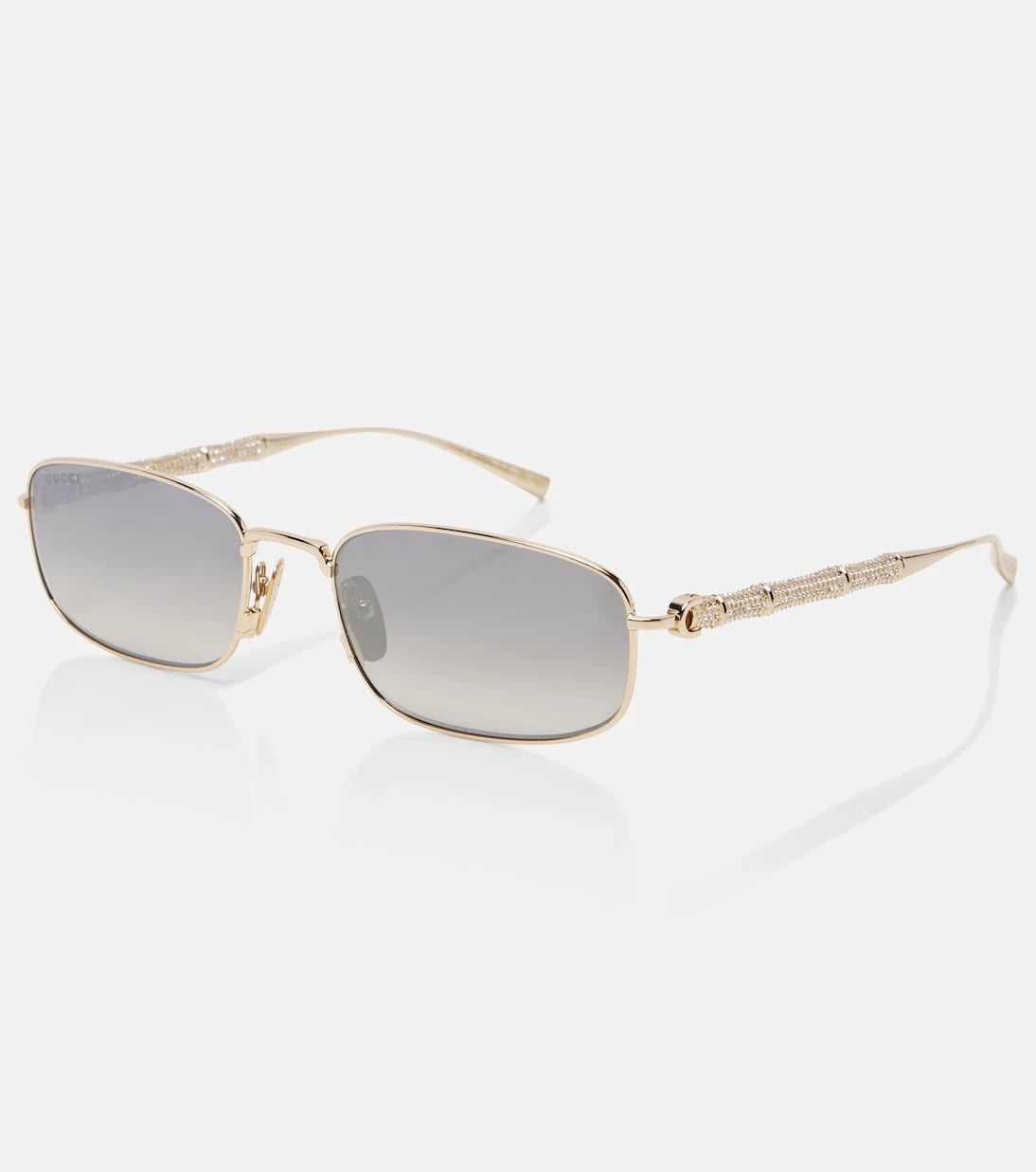 Gucci - Bamboo crystal-embellished rectangular sunglasses