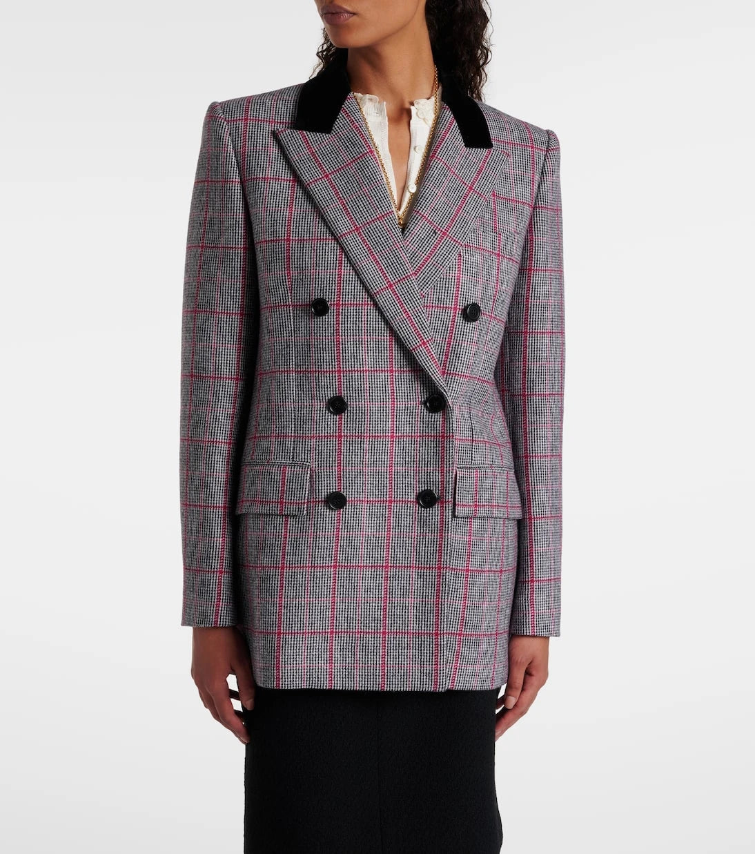 Chloé - Checked double-breasted wool jacket