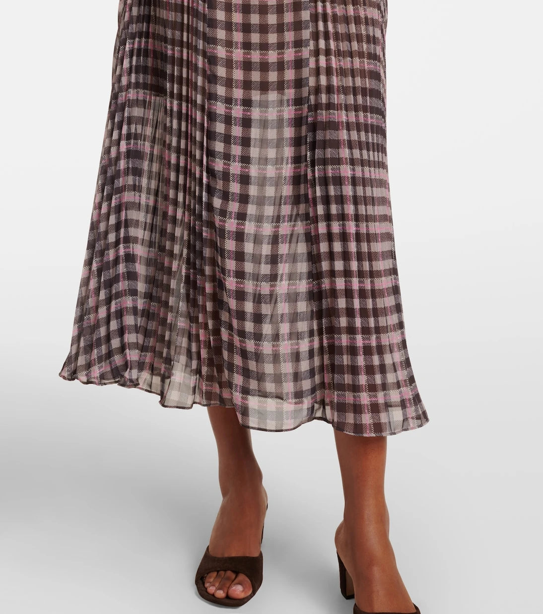 Self-Portrait - Checked chiffon midi dress
