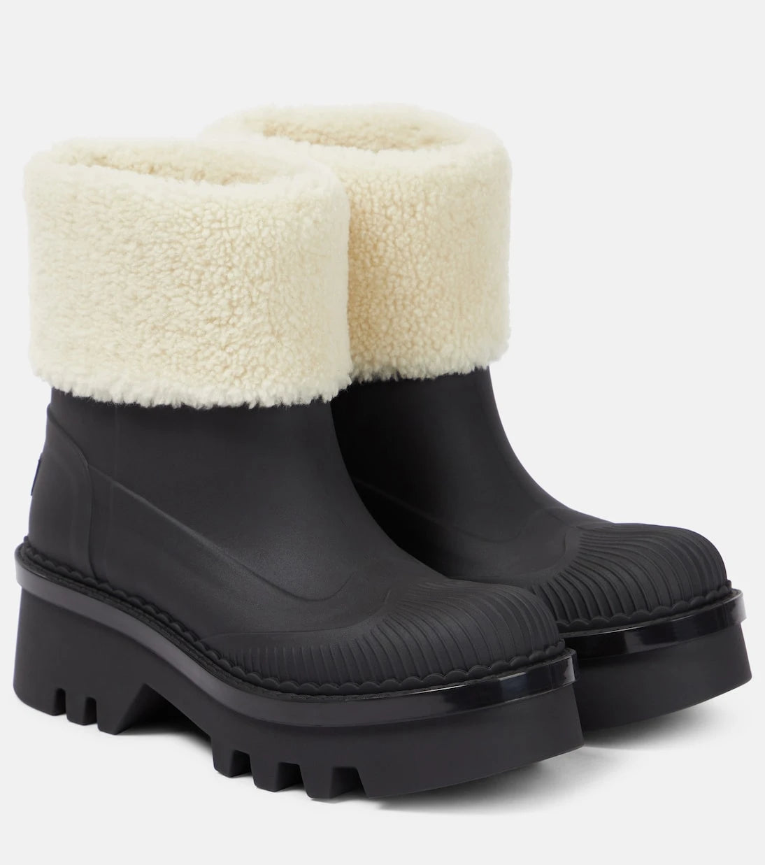 Chloé - Raina shearling-trimmed ankle boots