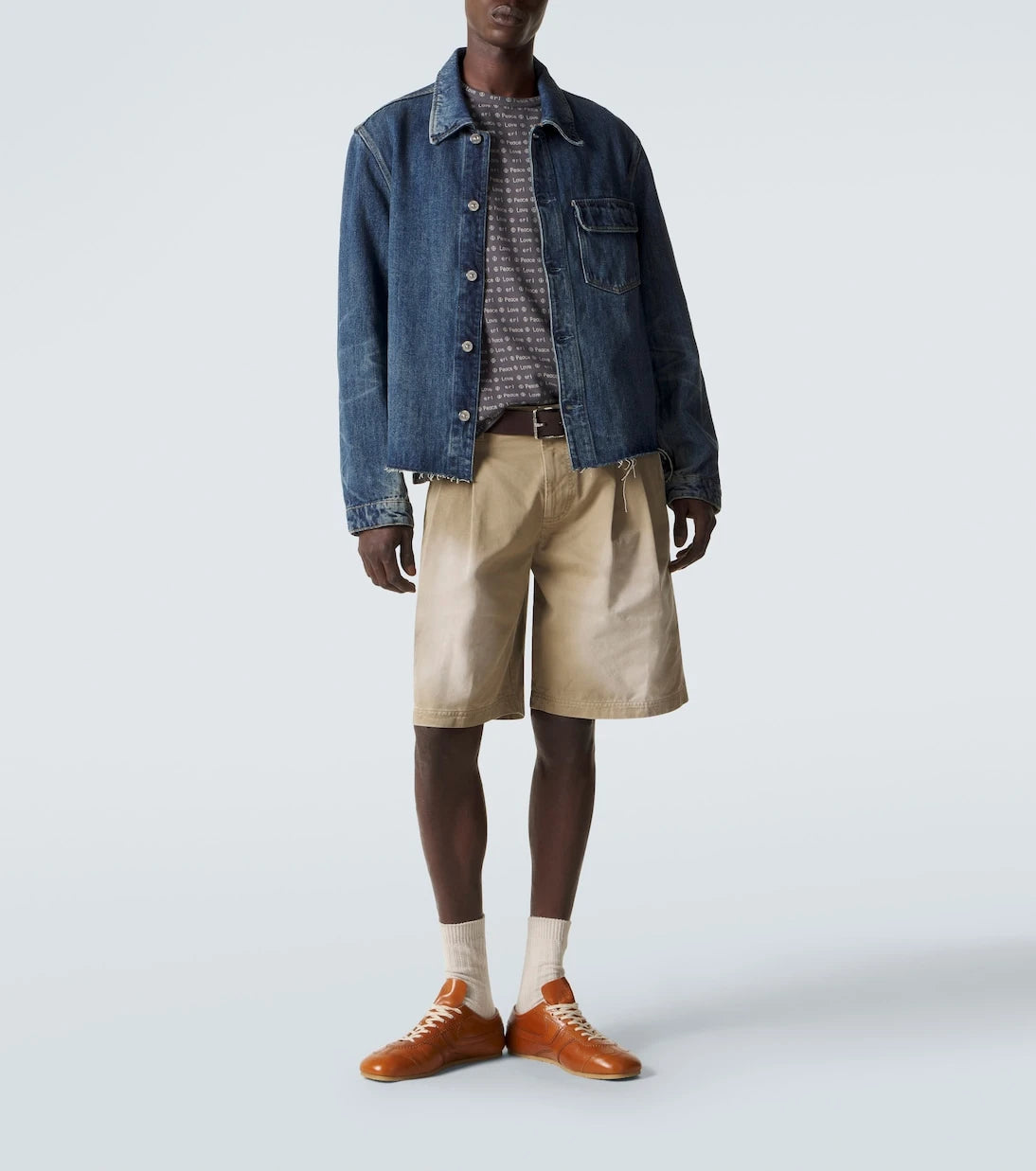 ERL - Pleated cotton twill Bermuda shorts
