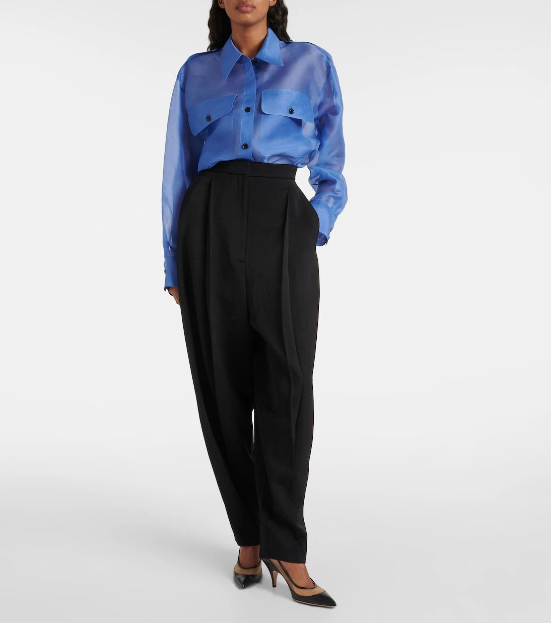 Khaite - River leather and mesh pumps