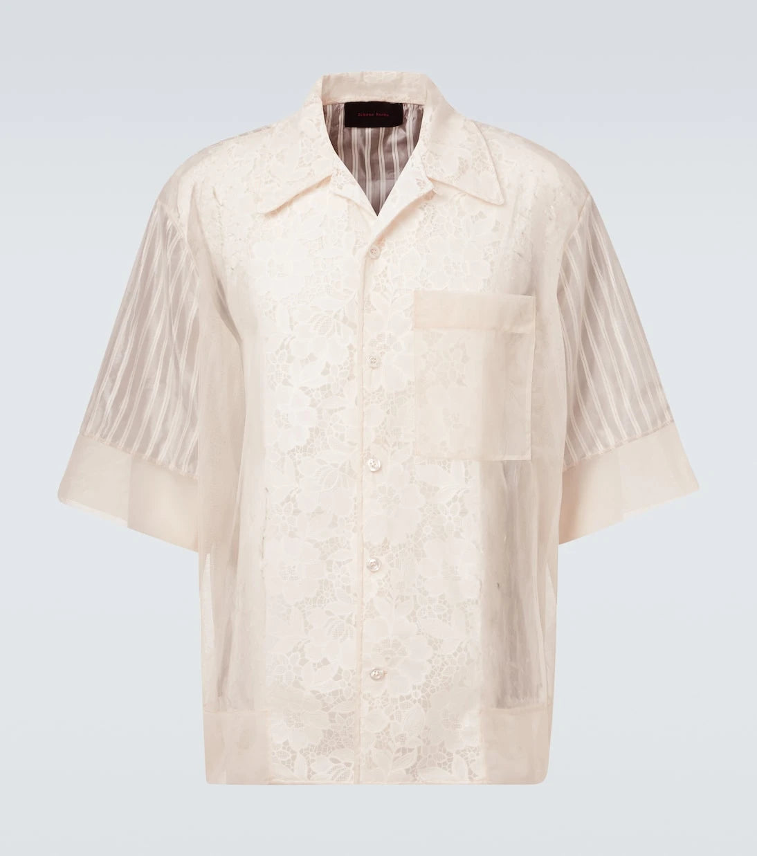 Simone Rocha - Patchwork lace bowling shirt