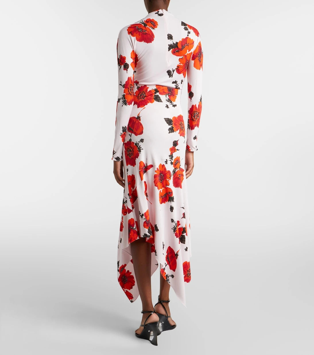 Alaïa - Floral asymmetric jersey midi skirt