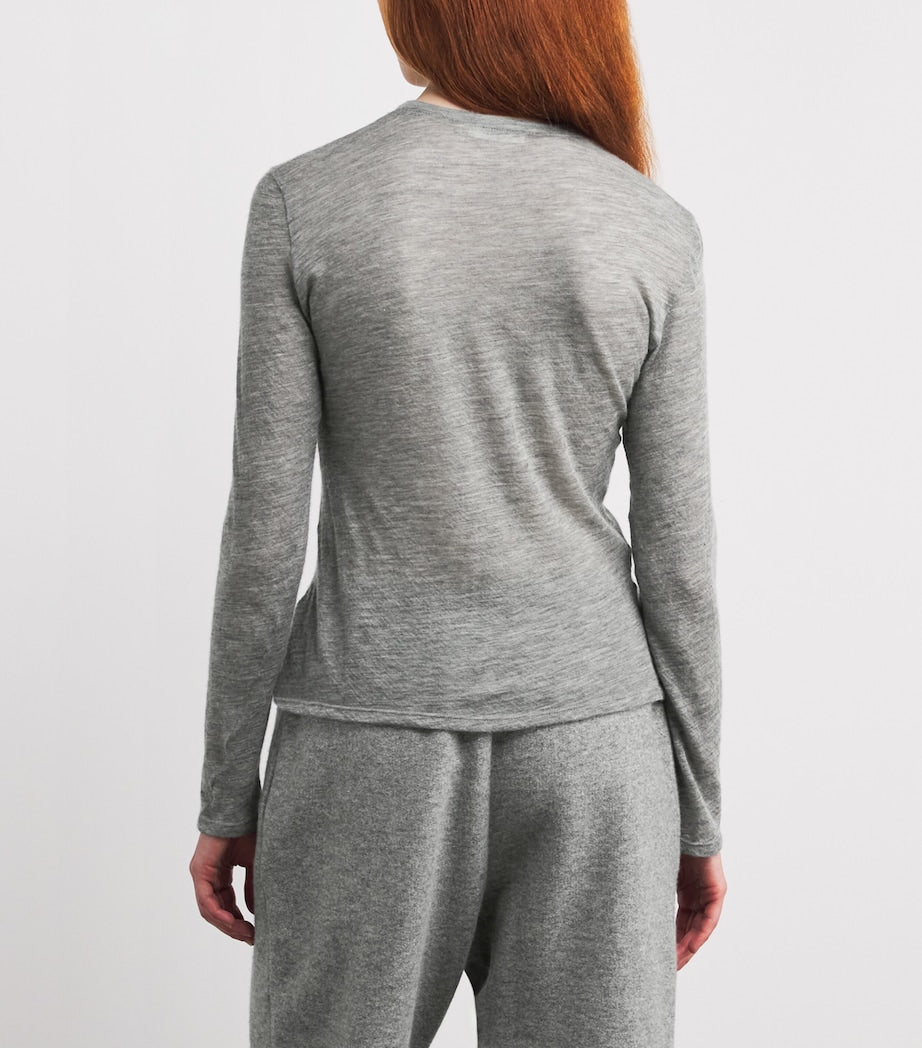 The Row Grey Inverness Cashmere Long-Sleeve T-Shirt
