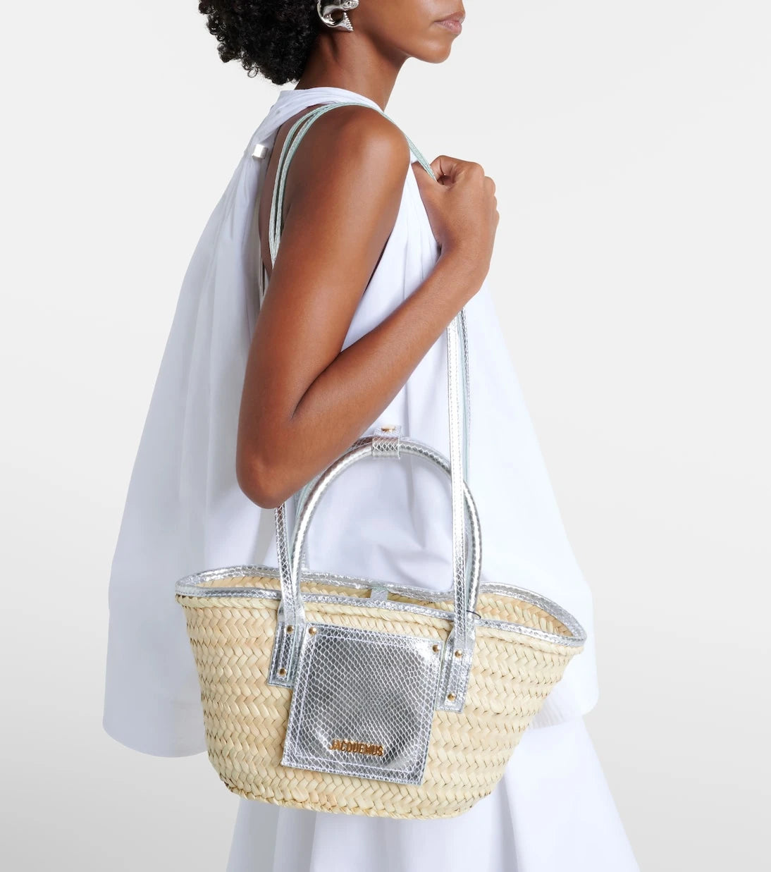Jacquemus - Soli Small croc-effect raffia basket bag