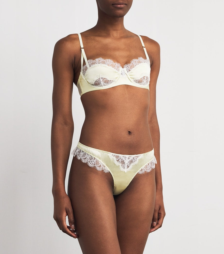 Kiki de Montparnasse Yellow Silk-Lace Insert Balconette Bra