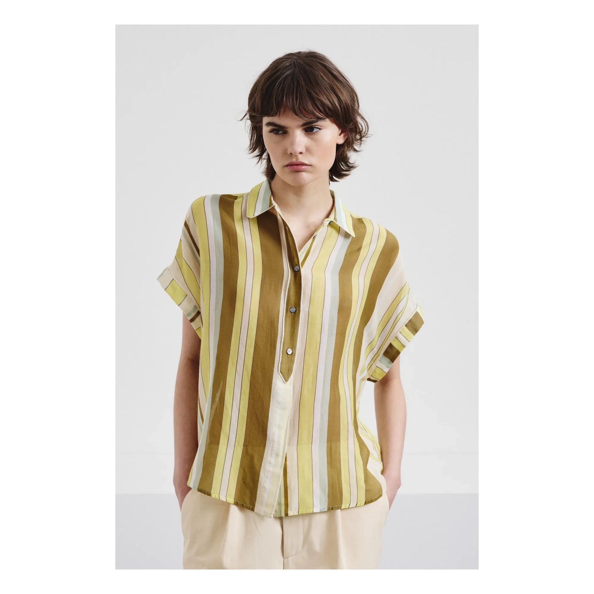 Pomandère - Poplin shirt | Anise green