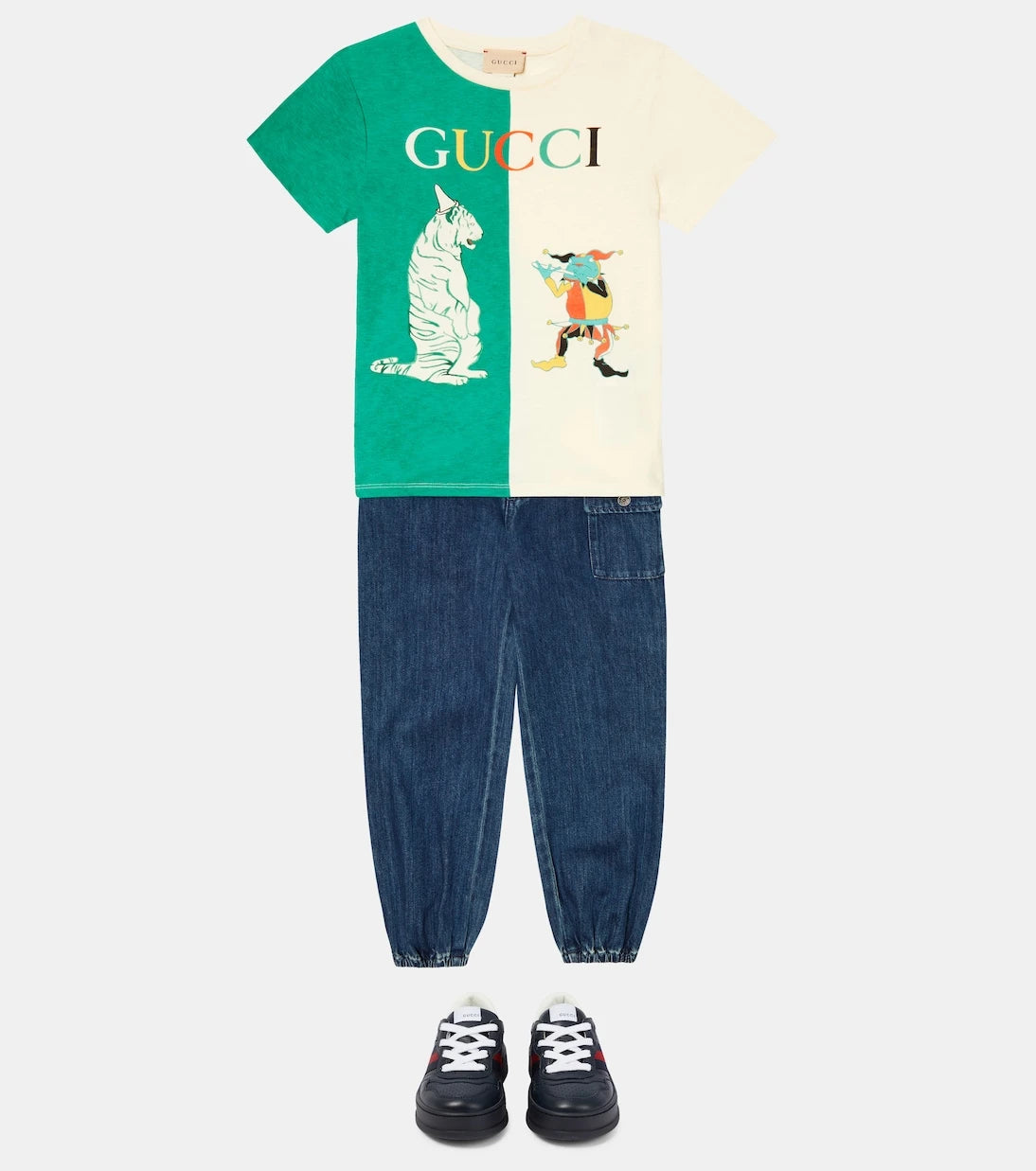 Gucci Kids - حذاء رياضي سميك من الجلد بحرف B